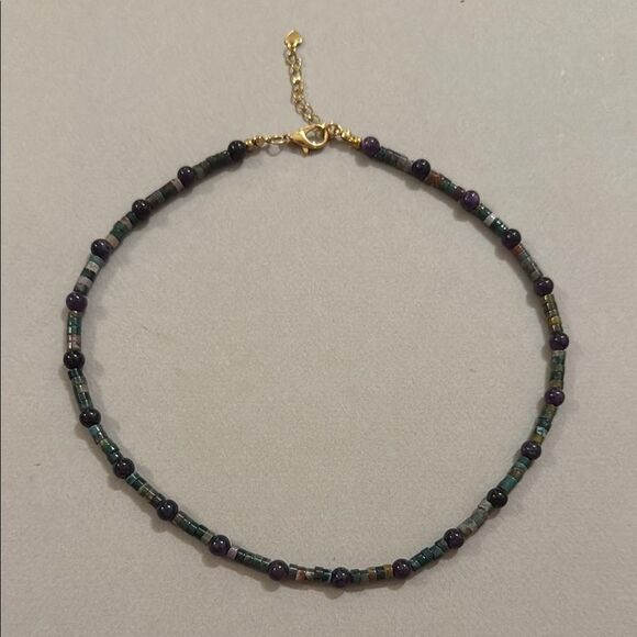 Blue Multicolor Beaded Necklace M404 - Picture 2 of 2